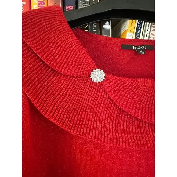 Briggs Plus Size 3X Red Sweater – Holiday Ready Knit Top - Picture 3 of 7